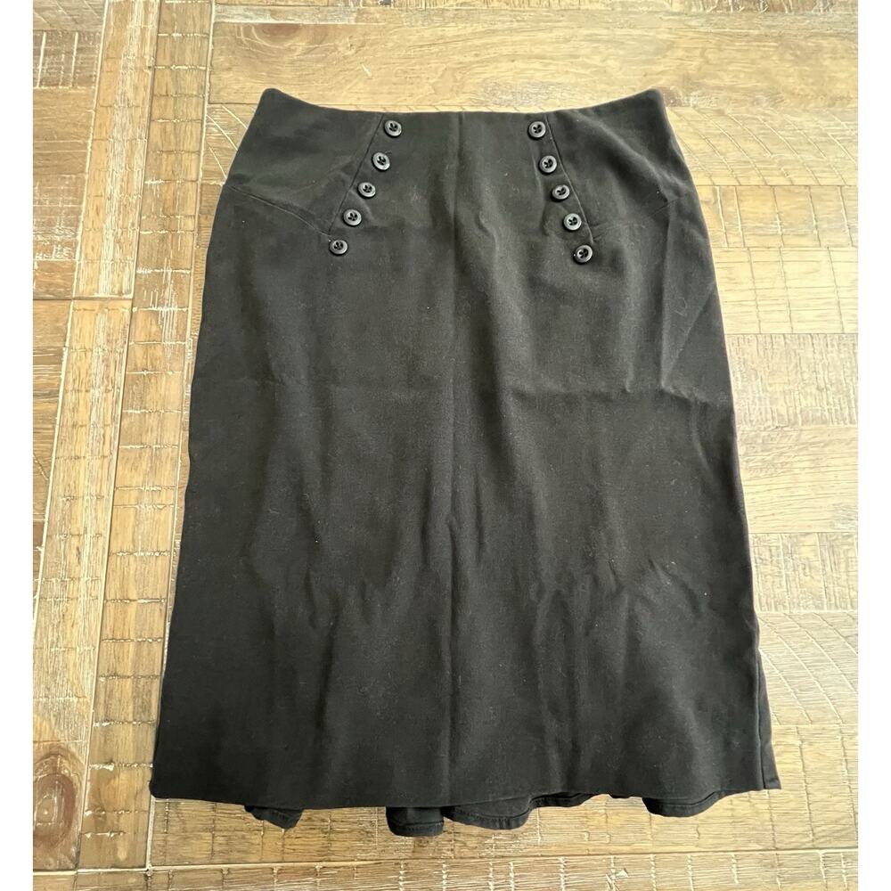 Black Pencil Skirt Pleated Ruffled Back Size 7 GUC Career Workwear Event Guest
